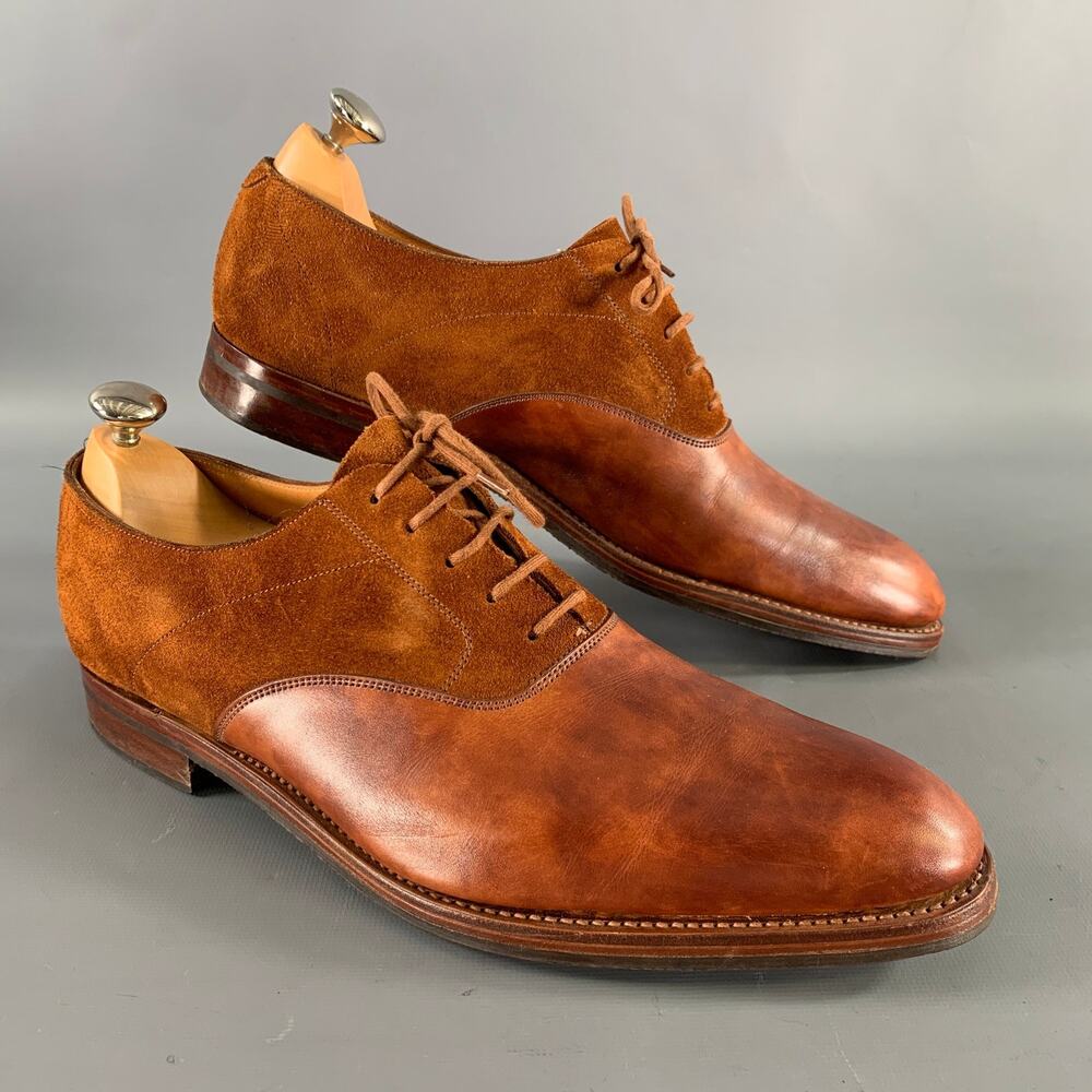 JOHN LOBB Size 9 Camel Leather Pointed Toe Lace Up Shoes